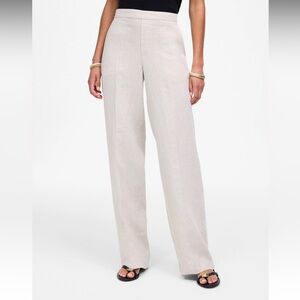 Madewell Linen Blend Neutral Beige Wide Leg Pants NWT Size 14 Stretch Waist